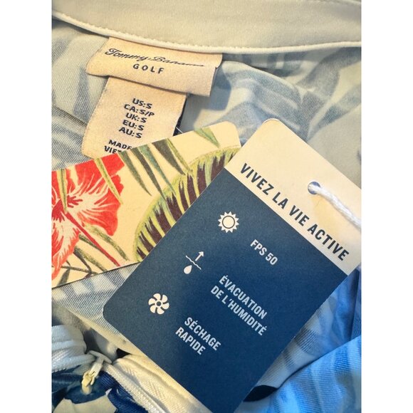 Tommy Bahama Golf Polo Size Small NWT UPF 50 Blue Print Collared 1/4 Zip Sleevel - Picture 6 of 10